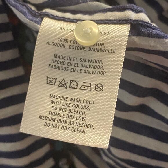 Holding Horses Anthropology Wm’s Large Blue Striped Tie Front Button Down Shirt - Picture 7 of 7